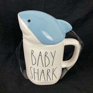 Rae Dunn "Baby SHARK" Ceramic Mug with Blue Shark Topper